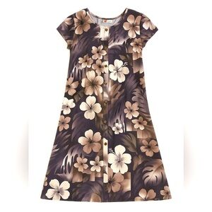 Vintage Hilo Hatti Hawaiian‎ MuuMuu Dress Floral Purple Size M